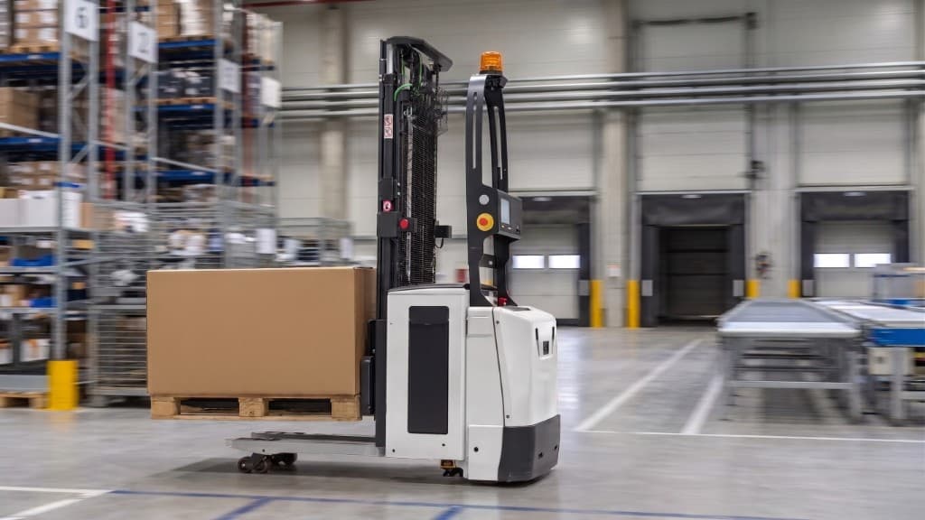 Apilador eléctrico en entorno industrial